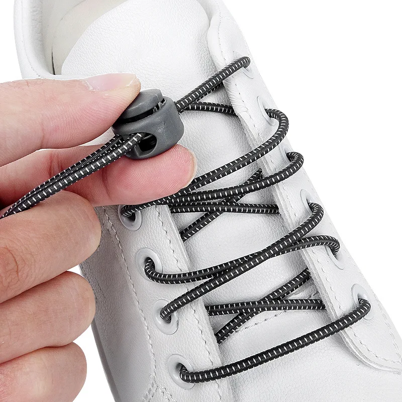 

1 Pair Elastic Shoelaces Round Locking No Tie Shoe Laces Kids Adult Quick Lazy Shoe Laces Rubber Creative Shoelace Sneakers