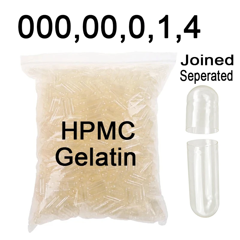 Empty Capsules 000 00# 0# 1# 4# Vegetarian Empty Capsule Hollow Hard Gelatin Transparent Seperated Joined Capsule Pill 1000pcs empty pill capsule