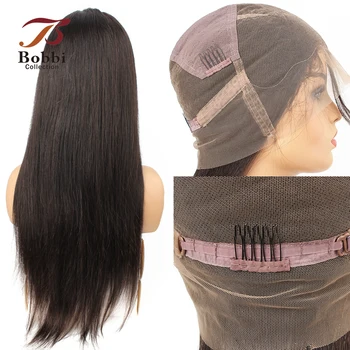 Parrucca Full Lace 100% Capelli Umani Lisci Setosi Pre-Pizzicata con Pizzo Trasparente e Baby Hair Colore Naturale Capelli Vergini Remy BOBBI
