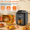 VAVSEA 10-in-1 Air Fryer with Clear Window, 1600W Hot Airfryer Oven with Digital LED Touch Screen, and Non-Stick Basket,6.5QT, 3