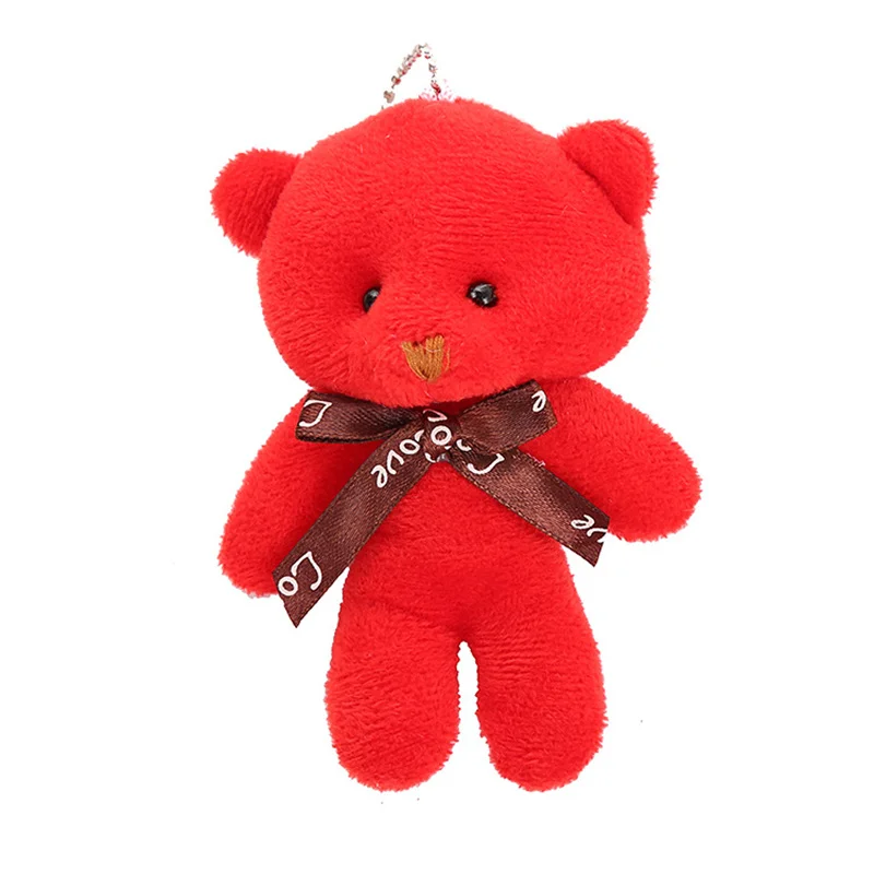 10 teile/paket 12cm Mini Fliege Teddybär Anhänger Plüsch tier bunte Teddy Plüsch Schlüssel bund – Detail 8