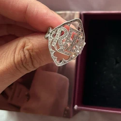Elegant Sterling Silver Red Gemstone Ring - Unisex Fashion Party Jewelry - 8 (Just a ring)