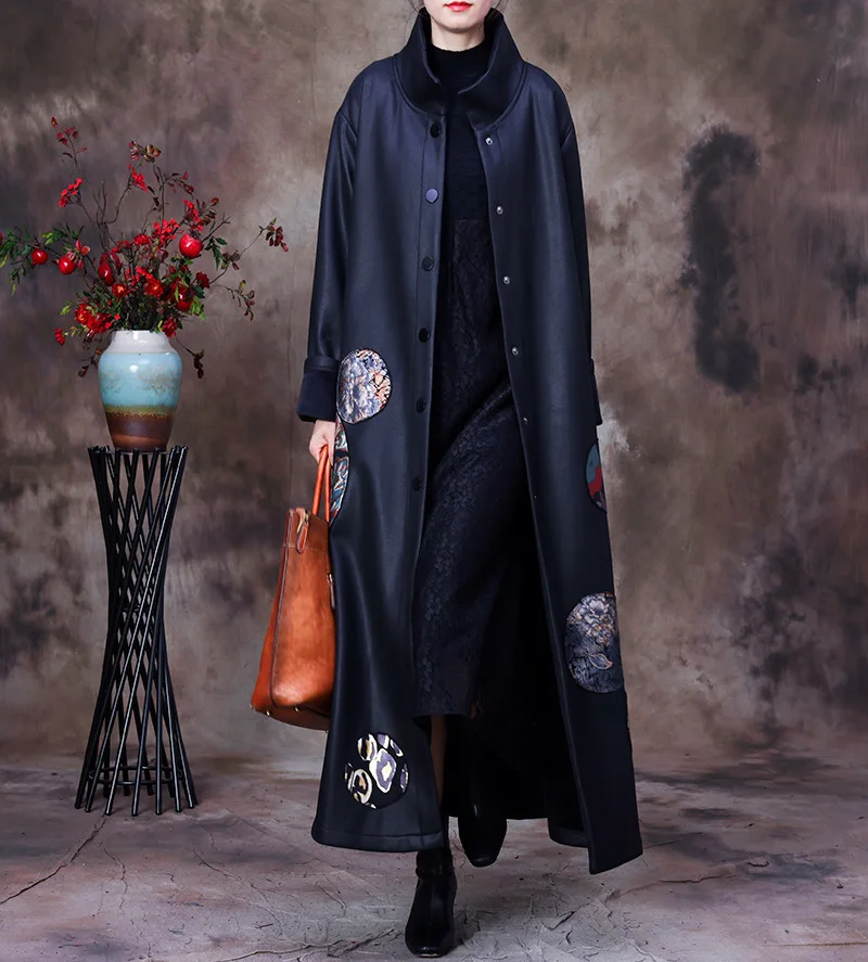 

Patchwork Embroidered Coat Large Size Women's Warm Coat