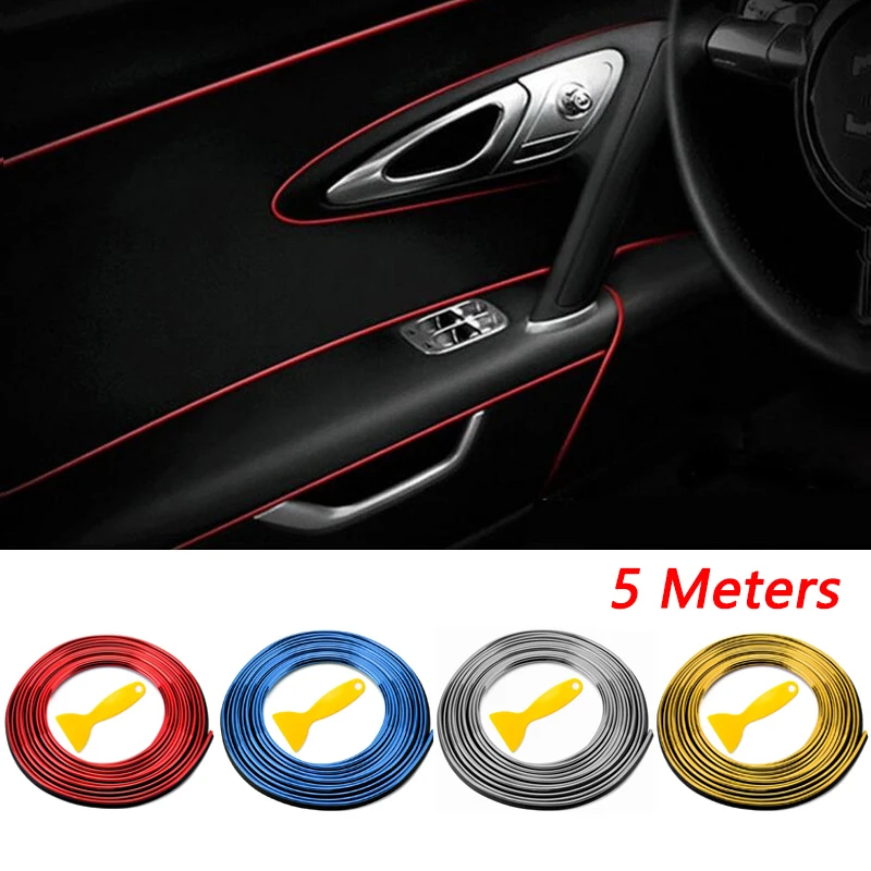 

5M Universal DIY Car Interior Decoration Moulding Trim Strips Car Dashboard Door Edge Decoration Strip With Scraper