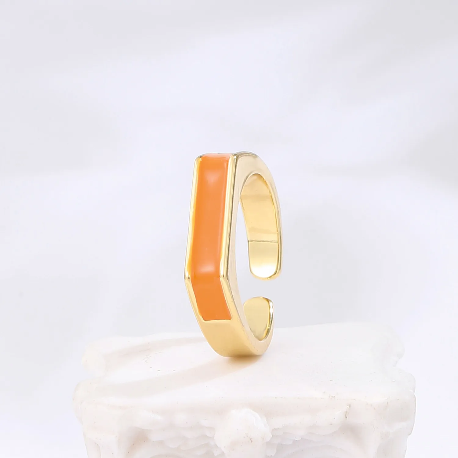 2021 INS Color Rainbow Fashion Rings For Women Finger Jewelry Clear CZ Colorful Neon Enamel Open Adjusted Dome Ring
