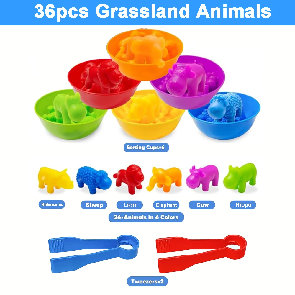 Montessori Tier Sortierung Spielzeug Tier Zählen Farbe Sortieren Dinosaurier Tier Identifikation Fähigkeiten Upgrade für Kinder Geschenk Spielzeug – Detail 8
