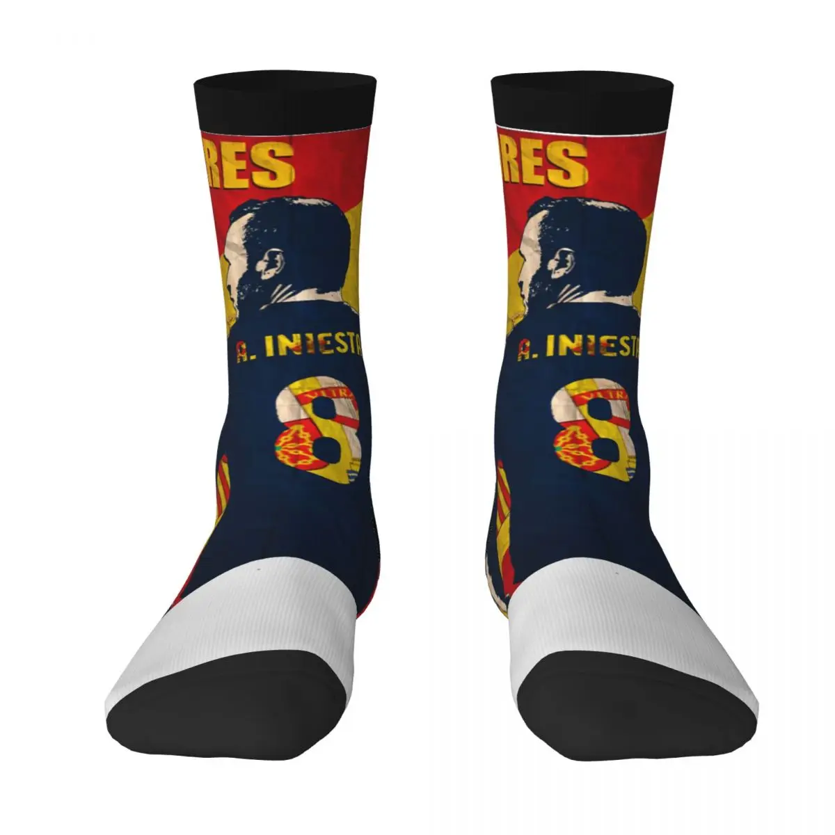 

Andress And Iniestas Spain 7 Contrast color socks Infantry pack Compression Socks Geek Vintage Football Team Stocking
