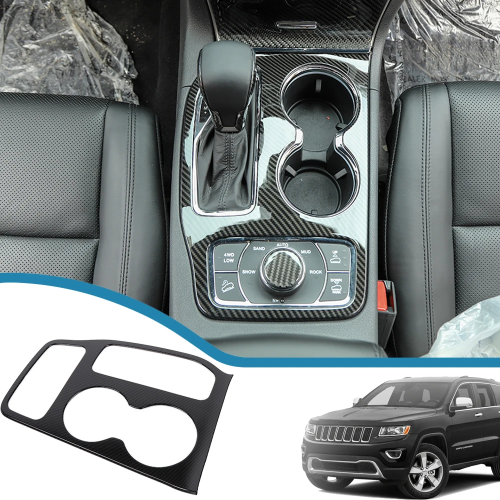 

Car Gear Shift Water Cup Holder Panel Decoration Cover Stickers for Jeep Grand Cherokee 2016-2020 Auto Mouldings Accessories