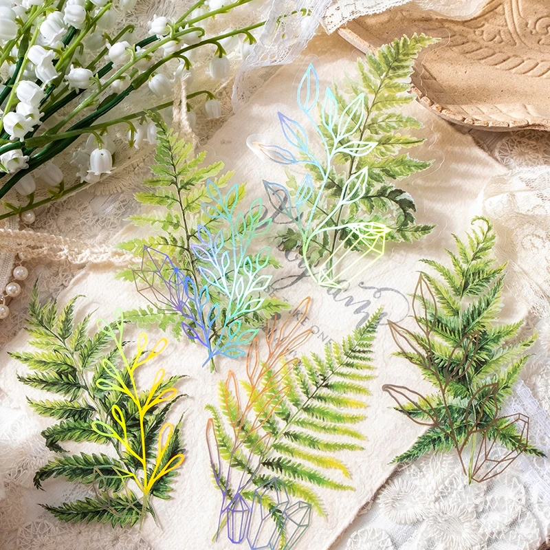 

10 pcs Big Size Plant series Laser bronzing Stickers pack Decorative Scrapbooking Diary Album Collage material Craft Supplies