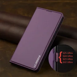 Premium Flip Leather Phone Case - Elegant Business Cover for S25Plus S24Plus (PURPLE)