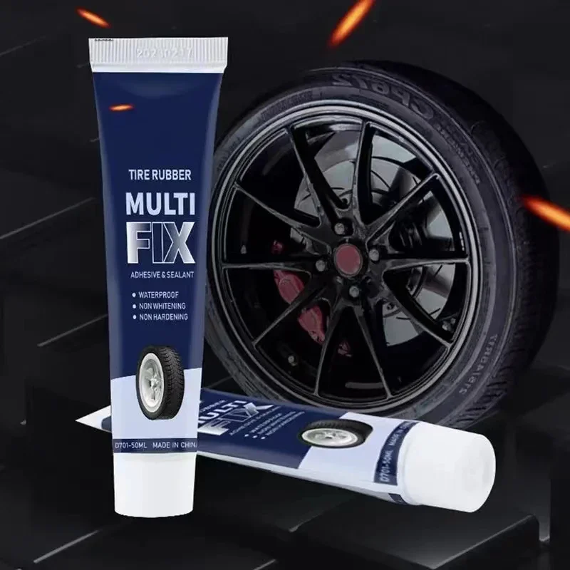 Colle Réparation Pneus Noir - Adhésif Puissant Pour Caoutchouc, Voiture, Vélo, Bottes - 30 Ml, Durcissement Rapide