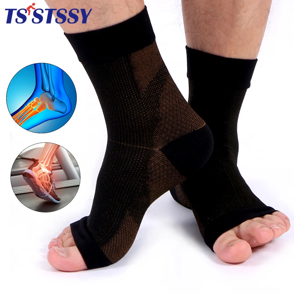 

1Pair Copper Ankle Support Brace Compression Sleeve for Men Women Foot Pain,Plantar Fasciitis,Sprained Ankle,Achilles Tendonitis