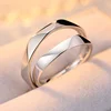 2PCS Black White Lozenge Couple Rings Set Open Adjustable Ring Eachother Lovers Minimalist Ring Gift Wedding Rings Bride Jewlery 5
