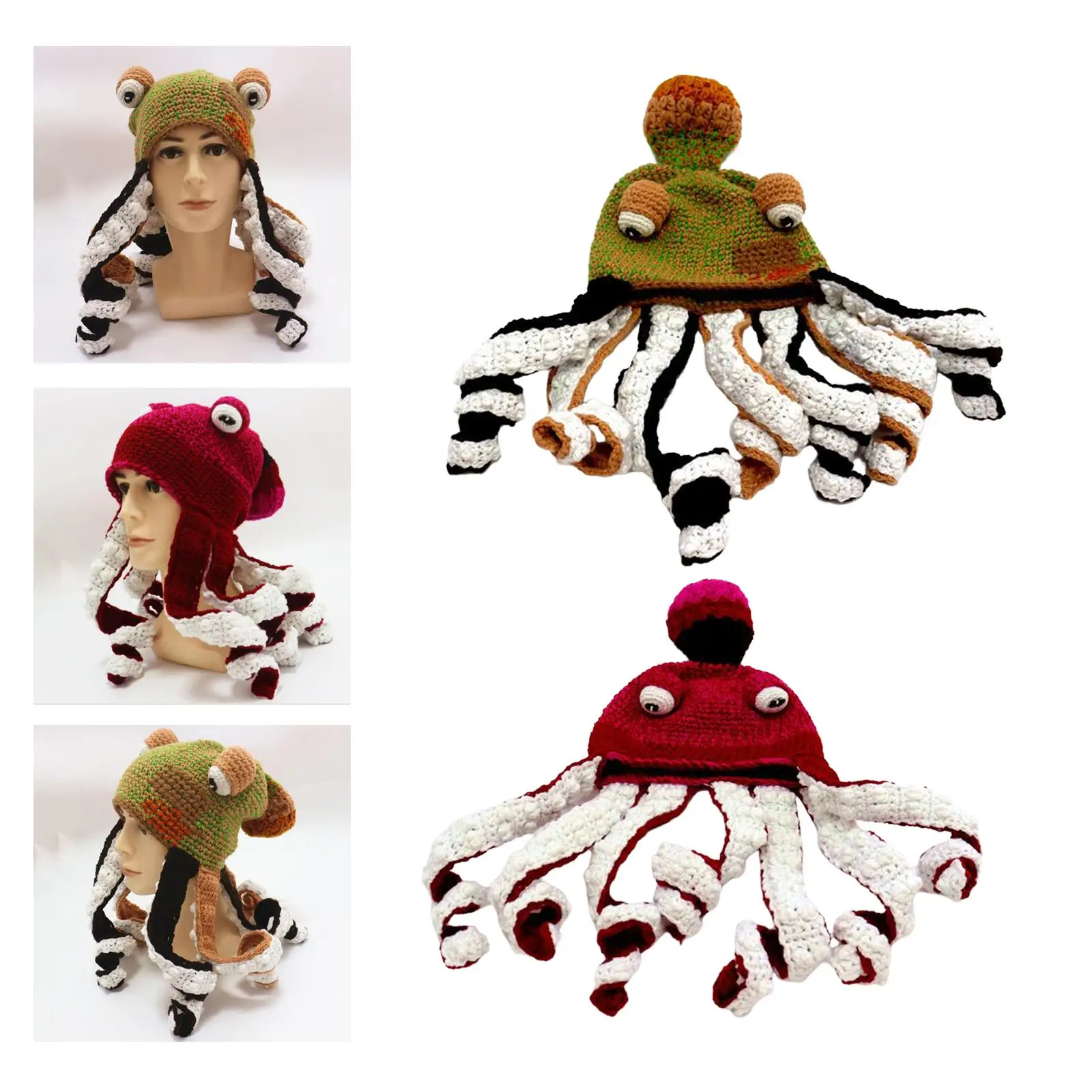 Octopus Squid Hat Soft Octopus Costume Hat Octopus Head Hat Knit Beanie for Women Winter Sports Party Activities Costume Cosplay