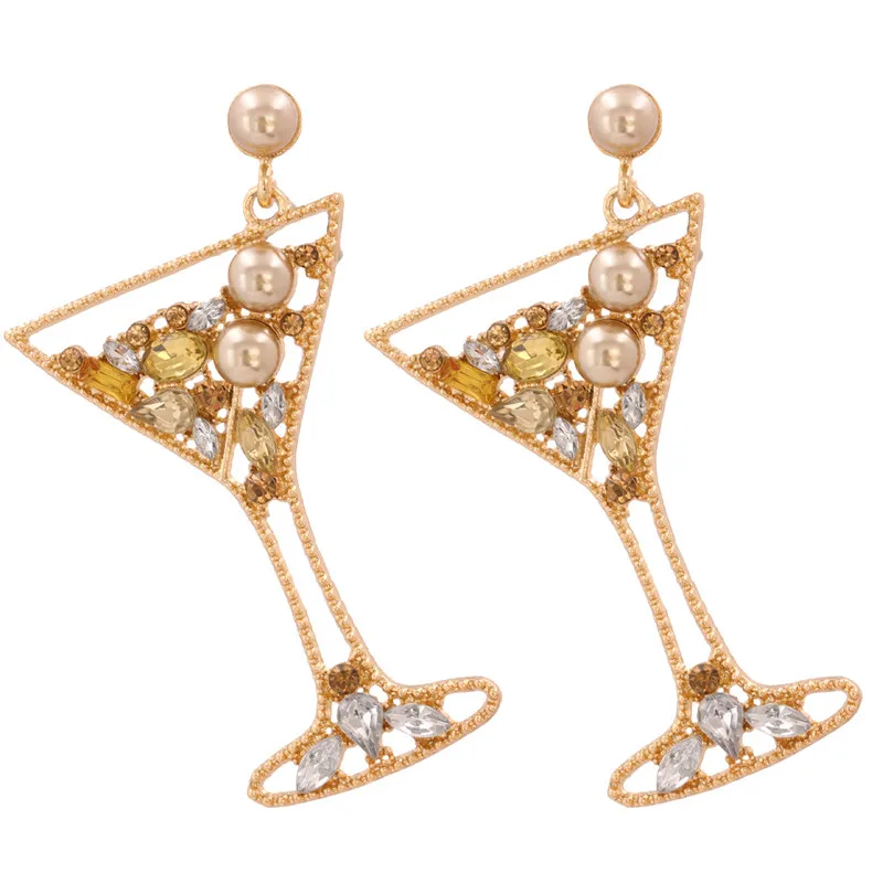 Champagne Glass Beaded Earrings for Women Alcohol Lover Gift