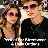 CATERSIDE Nouvelles Lunettes de Soleil Sans Monture pour Hommes, Verres Polychromes Dégradés Tendance, Monture Métallique, Lunettes de Soleil de Fête et d'Extérieur pour Femmes 3