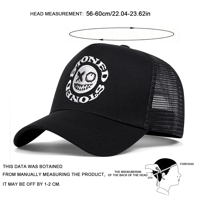 Unisex STONED Smiley Face Embroidery Baseball Net Caps Spring and Summer Outdoor Adjustable Casual Hats Sunscreen Hat Sports Cap