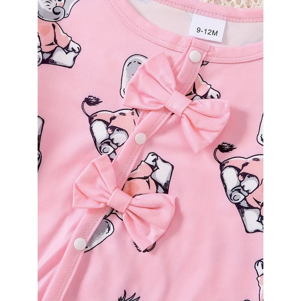 0-24 Months Newborn Baby Girl 2PCS Clothes Set Long Sleeve Elephant Romper+Hat Autumn Fashion Cute Toddler Girl Photograp Outfit 4