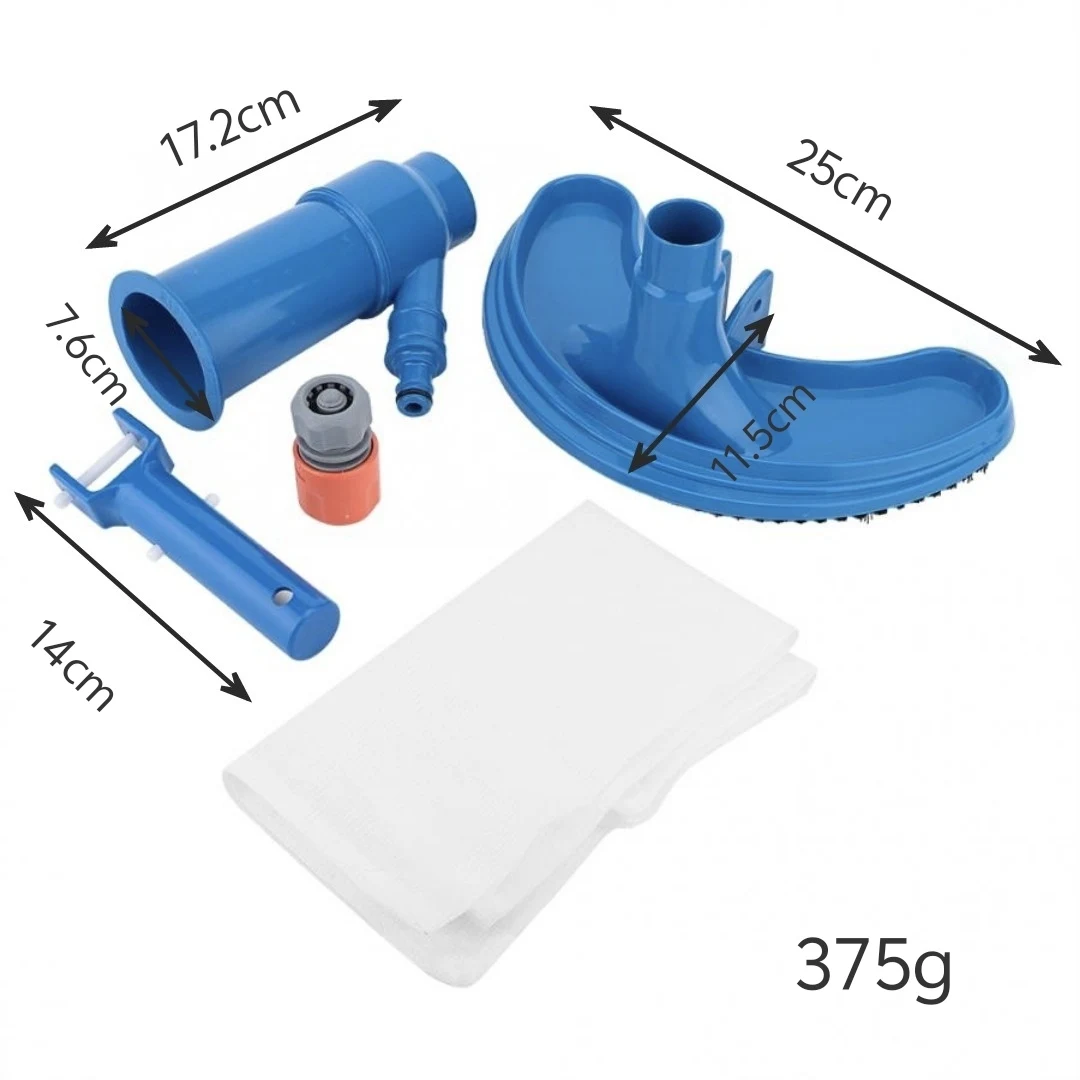 Swimming Pool Cleaner Pool Skimmer Net Swimming Pool Cleaning Balls Swimming Pool Cleaning Net Set Deep Cleaning Brush Handle Vacuum Suction Head for Pool with EU Plug