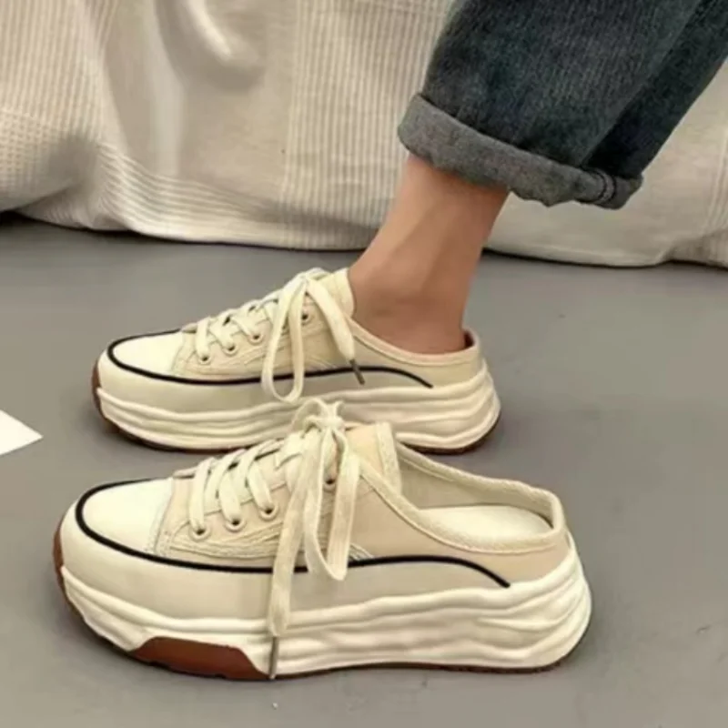 

Женские кроссовки на платформе, Дизайнерские повседневные полутапочки, весна-лето-осень 2023