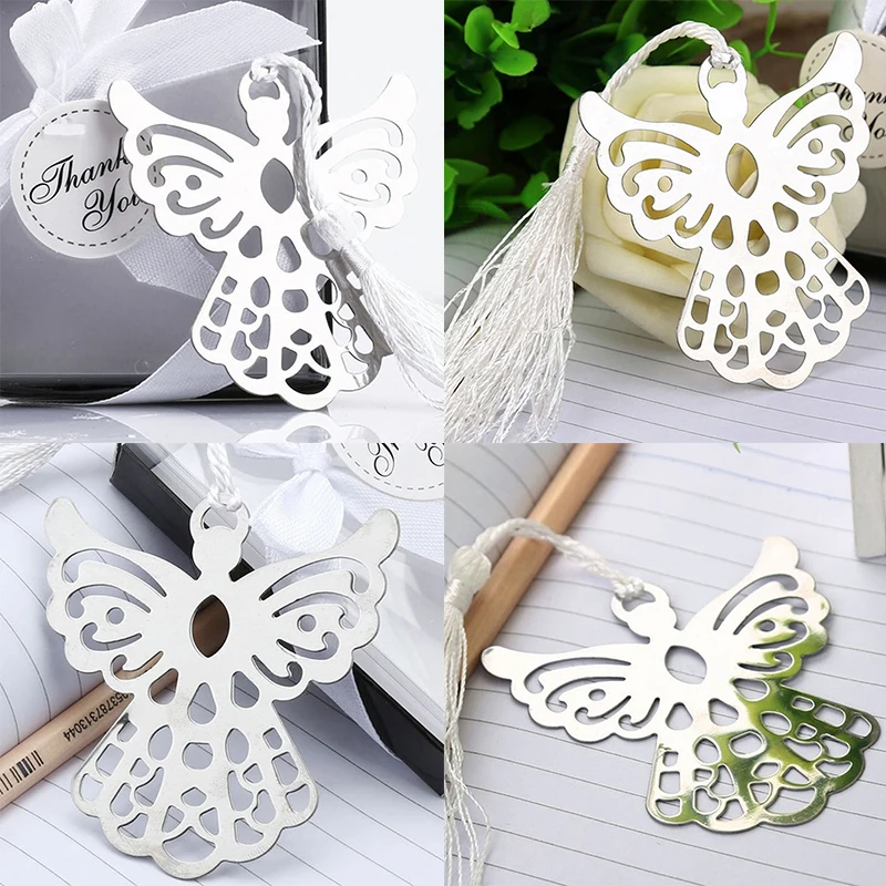 Metal Bookmark Bookmark Page Holder Bookmarks Stationery Supplies Hot Stainless Steel Silver Guardian Angel Bookmark Tassel Page Marker Ribbon Box Metal Bookmark Stationery School Office