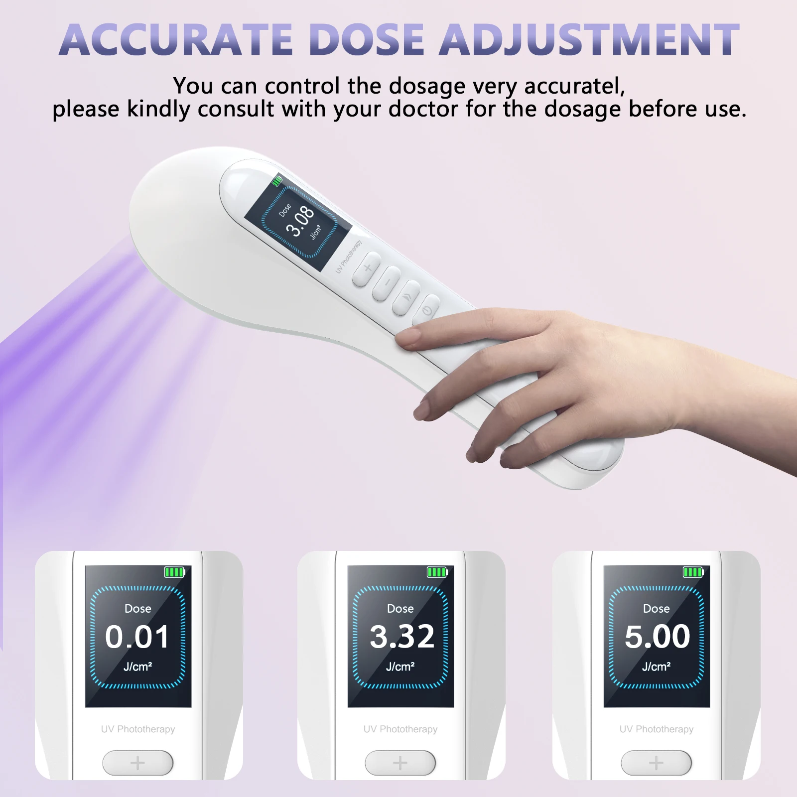 KTS Vitiligo Lamp for Home Use 308nm UVB Lamp for Vitiligo Ultraviolet Phototherapy Device Psoriasis Spots Eczema Skin Disease