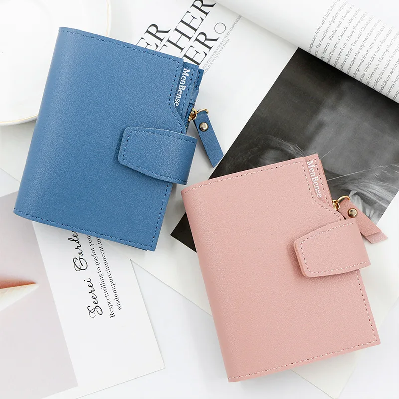 

New Ladies Short Buckle Coin Purse Simple Solid Color Ladies Card Bag Clutch Wallet.