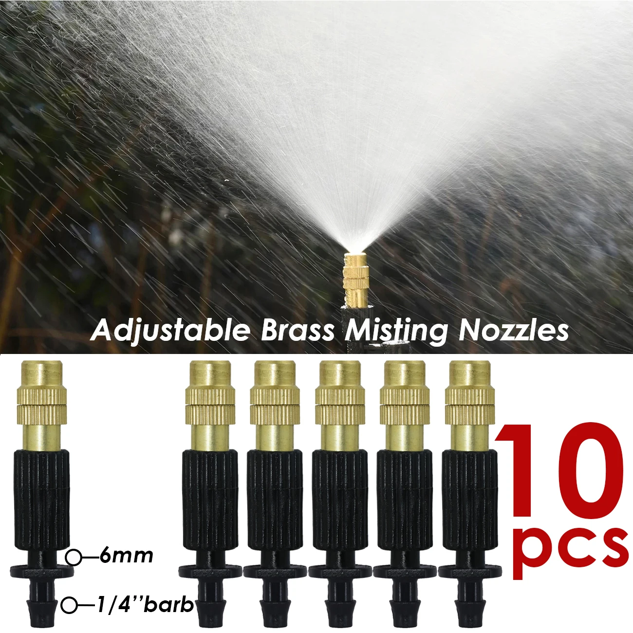 KESLA 10 Stück 6 Arten Mikro-Tropfbewässerungs-Sprühdüsen aus Messing für Garten, Kühlung, Sprinkler mit Anschluss zum Bewässern von Pflanzen – Detail 3
