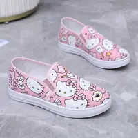 Sanrio Hello Kitty Pink Canvas Shoes Cartoon Casual Cute Slip-On Japanese Korean Style Aesthetic Flat Shoes Y2k Breathable Shoe 2