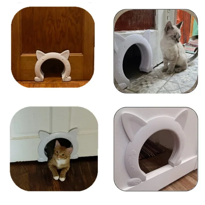 Cat Door Dog Hole ABS Indoor Cat-shaped Hole Free Access Easy Pass Pet Doors Simple Installation Without Flap For Cats Kitten