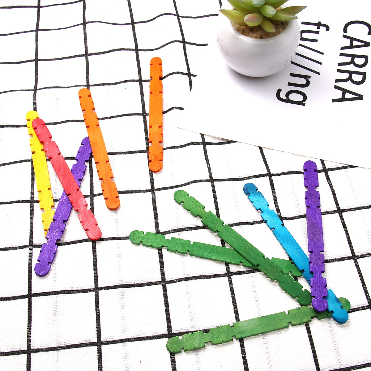 200Pcs 크리 에이 티브 나무 건축 바텐 DIY 수제 공예 스틱 휴일 파티 장식을위한 천연 재료