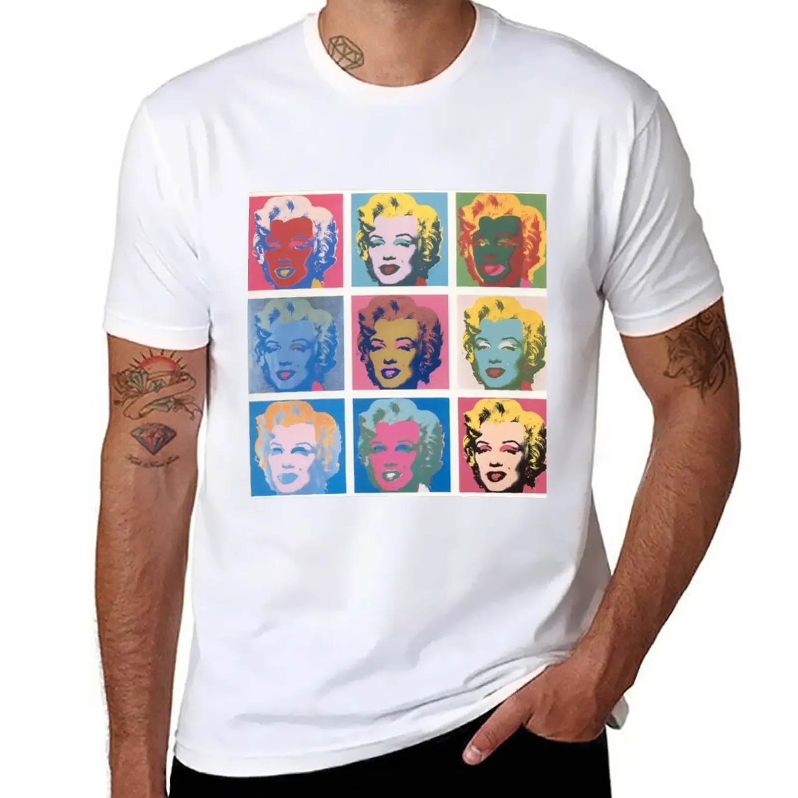 Футболка мужская с принтом героев Warhol Marilyn Monroe, быстросохнущие топы, оверсайз, с принтом фруктов ткацкого станка