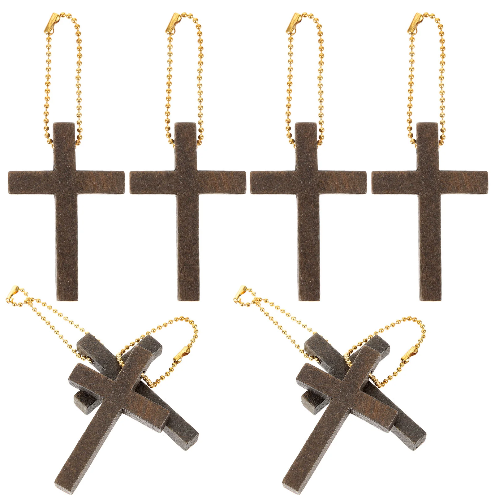 

Wooden Cross Ornament Key Chains Hanging Decor DIY Pendant Keychain Religious Jewelry Charms Necklace