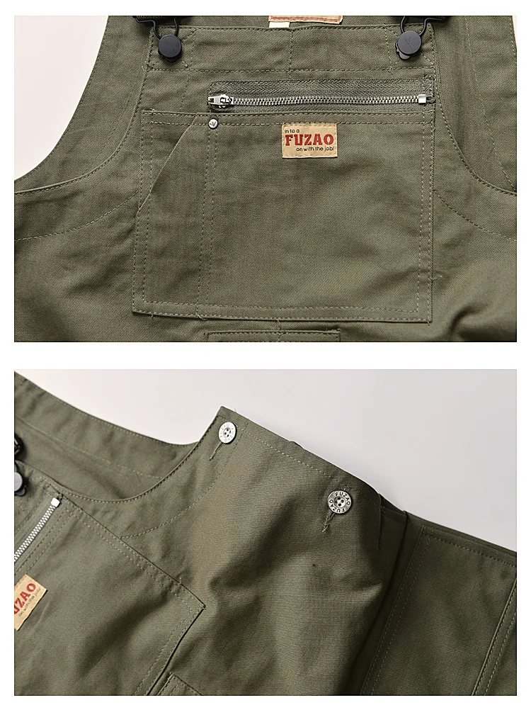 Men's Amekaji Multi-pocket Overalls Outdoor Workwear Retro Casual Loose Baggy Cargo Pants Trousers Work Jumpsuit denim overalls