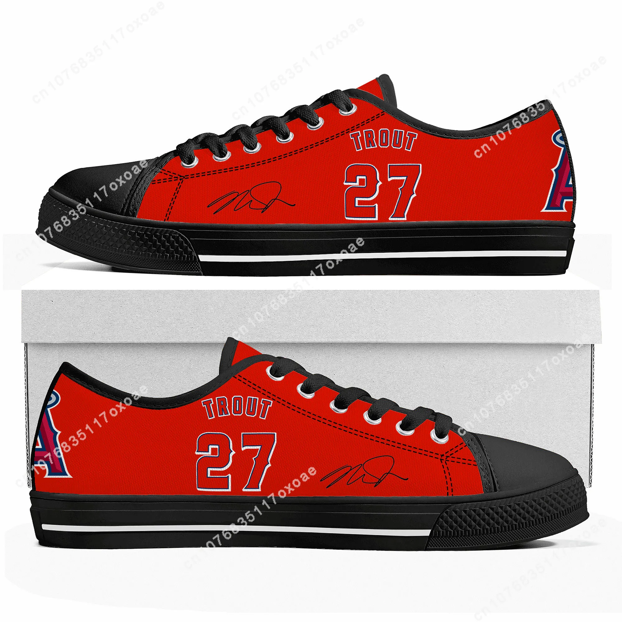 

Los Angeles baseball Low Top Sneakers Mens Womens Teenager Angels Mike Trout NO 27 America Canvas Sneaker Shoes Custom Shoe