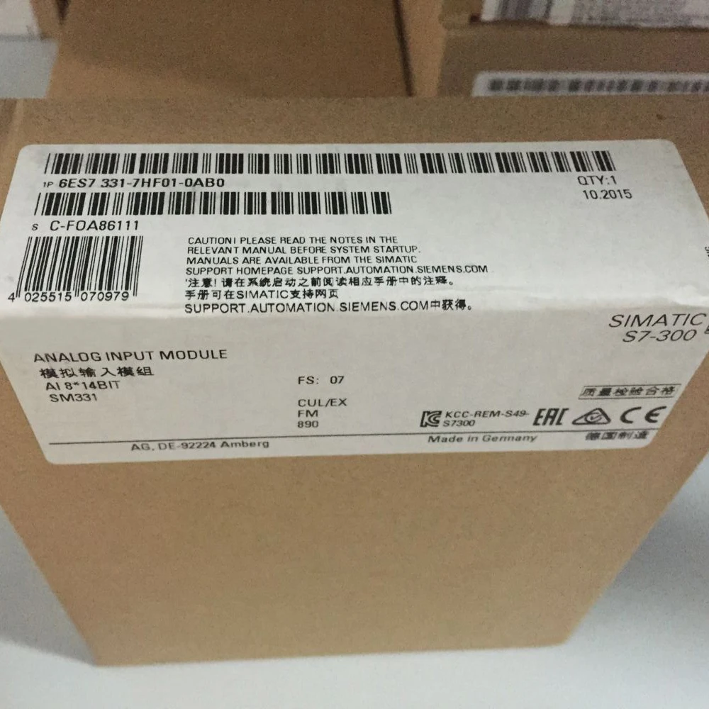 6ES7 331-7HF01-0AB0 For SIEMENS SIMATIC S7-300 Analog Input SM 331 Isolated 2 6ES7 331 7HF01 0AB0 For SIEMENS SIMATIC S7 300 Analog Input SM 331 Isolated