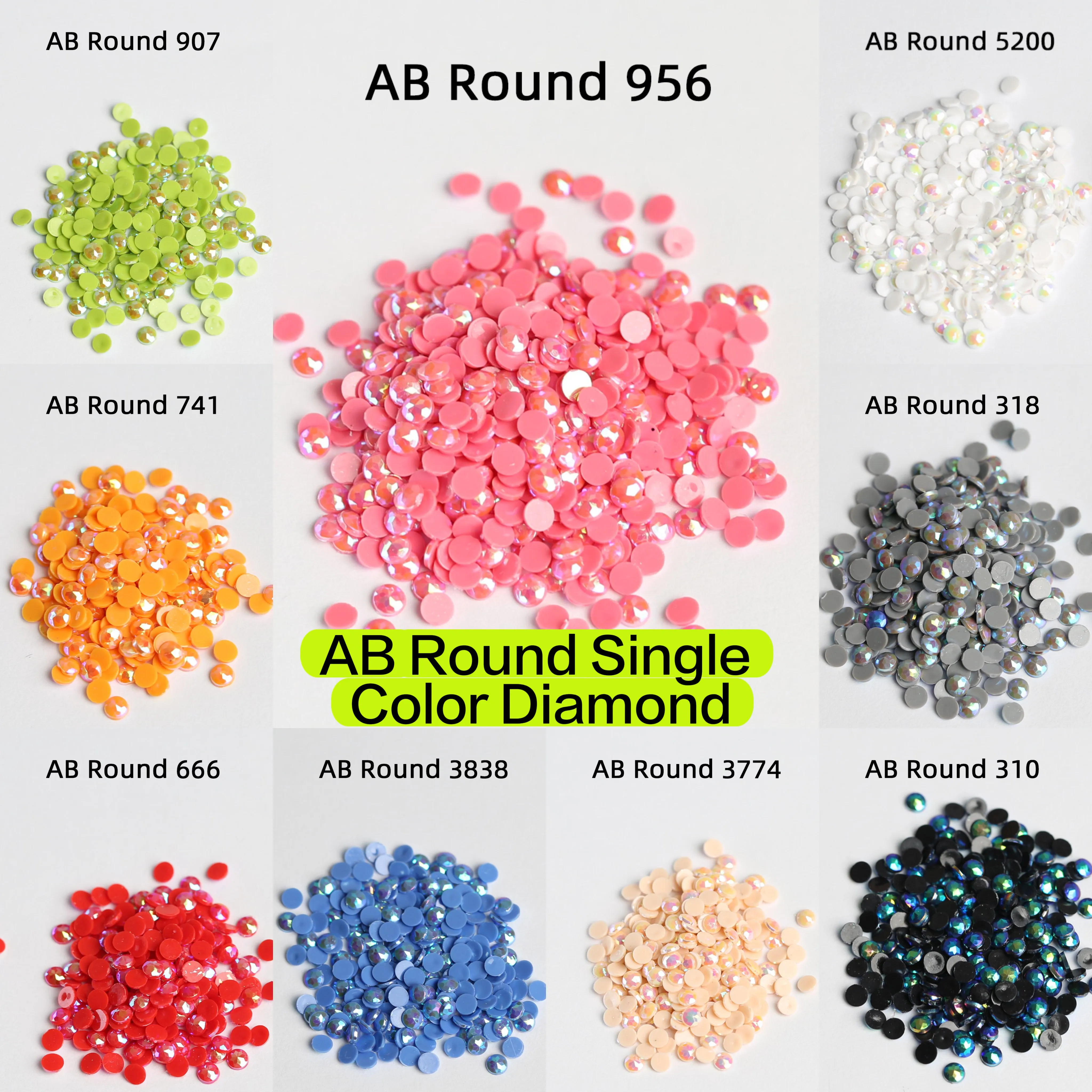 

Single Color AB Diamond Beads for 5D Diamond Paintings Resin AB Round Diamond Painting Drills 2.8MM AB diamond 60 colors 1000PCS