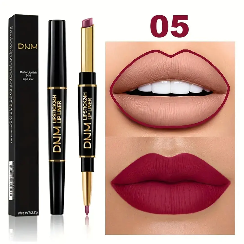 Dual-End Non-Stick Long-Lasting Lipstick & Lip Liner - High Pigment & Waterproof Valentine's Day Gift