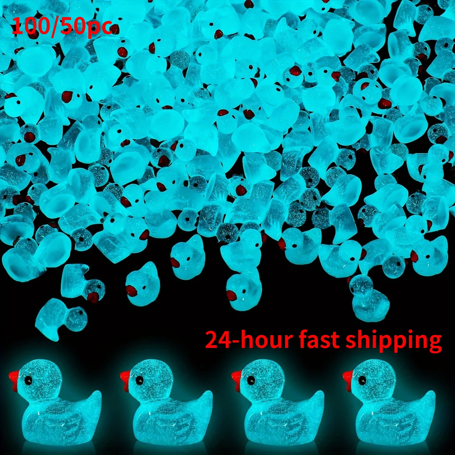 100pcs Glow-in-the-Dark Mini Resin blue Ducks Luminous DIY Craft Decorations for Aquariums Garden Landscapes Holiday Party Decor 1