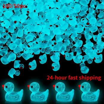 100pcs Glow-in-the-Dark Mini Resin blue Ducks Luminous DIY Craft Decorations for Aquariums Garden Landscapes Holiday Party Decor 1
