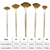 5pcs Artist Fan Paint Brushes Set- Soft Anti-Shedding Nylon Hair Wood Handle Paint Brush Set for Acrylic Watercolor Oil 2
