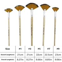 5pcs Artist Fan Paint Brushes Set- Soft Anti-Shedding Nylon Hair Wood Handle Paint Brush Set for Acrylic Watercolor Oil 2
