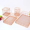 Nordic Gold Metal Iron Makeup Pen Storage Basket Office Desktop Sundries Makeup Brushes Holder Table Cosmetics Organizer Rack 3