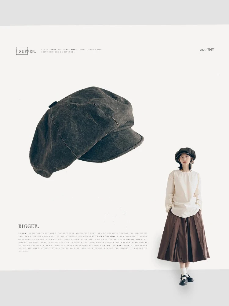 The original designer left cloud hat autumn-winter persimmon dyed art painter hat woman