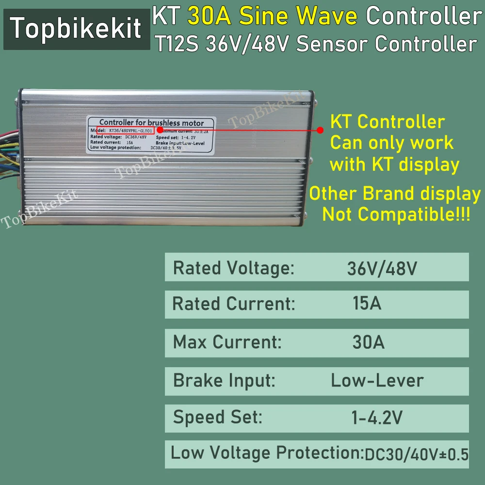 1xTBK1 파워 컨트롤러 750W-1000W 36V/48V 30A 12 모스펫 KT 사인파 컨트롤러 1000W 바팡 모터/AKM 모터/시옹다 모터용