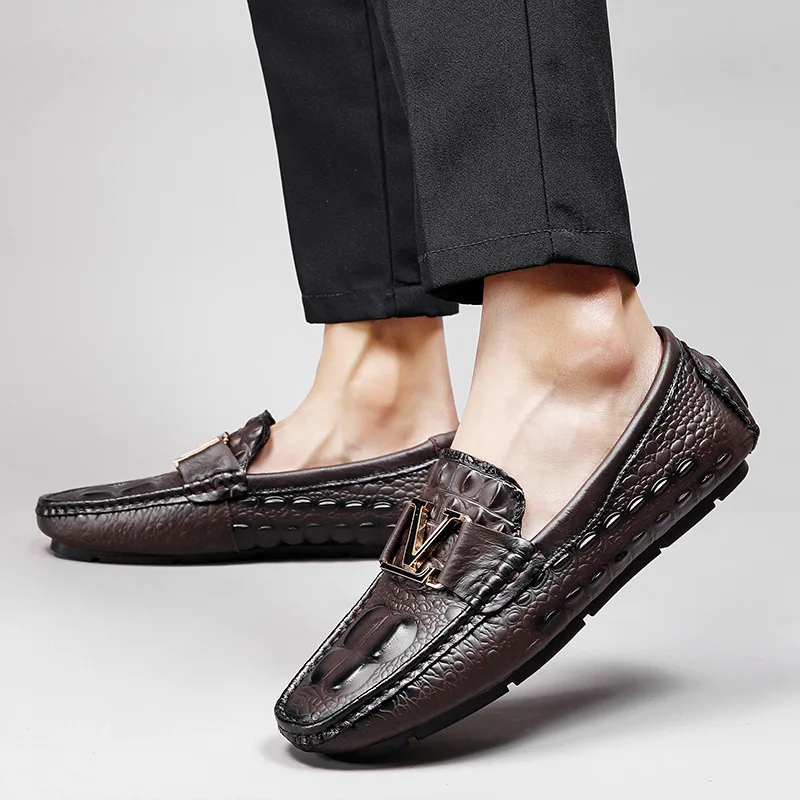 

Men‘S Soft Driving Moccasins High Quality Flats Leather Peas Shoes Men's Slip-On Suede Outdoor Loafers