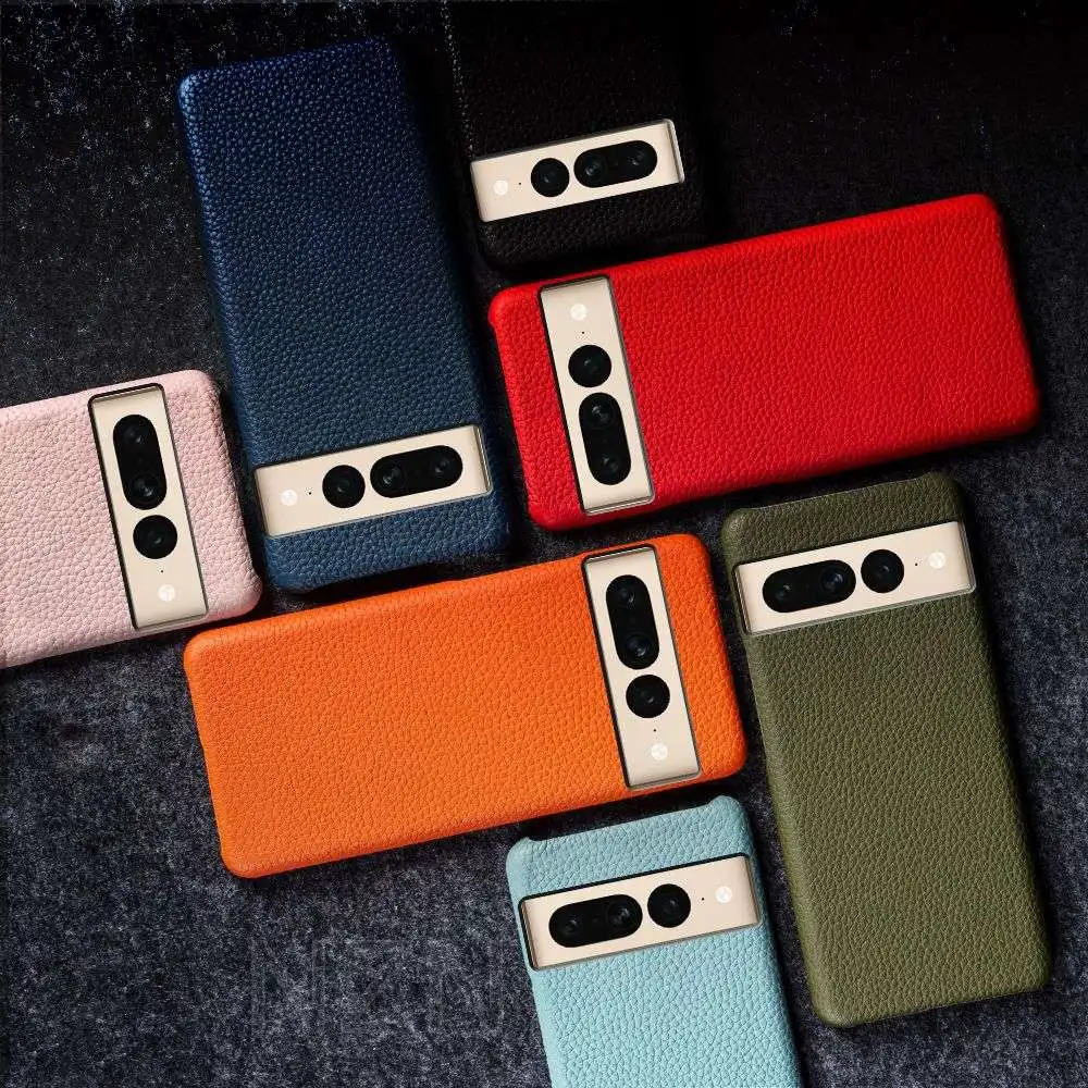 Business Genuine Leather Phone Case For Google Pixel 8 7 Pro 6Pro 5A 4 Litchi Texture Hard Half-Wrapped Armor Back Cover Coque