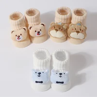 0-6M New Cute Baby Socks Cotton Newborn Sock Autumn Spring Cartoon 3D Elastic Stretch Baby Boy Girl Floor Socks Baby Stuff 2