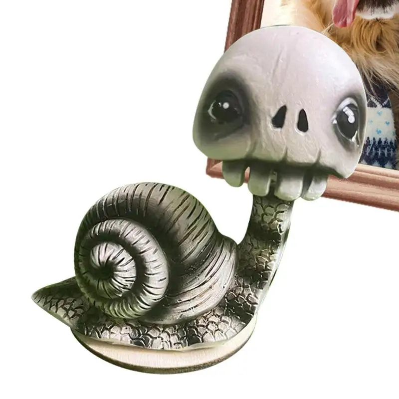 

Halloween Skeleton Snail Gothic Statue Decorative Skeleton Snail Indoor Outdoor Desktop Ornament Resin Skull Head Party Supplies