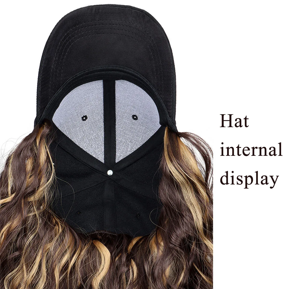 Synthetic Baseball Cap Wig Natural Wave Hair Extensions With Hat Heat Resistant Wig Black Cap Wigs
